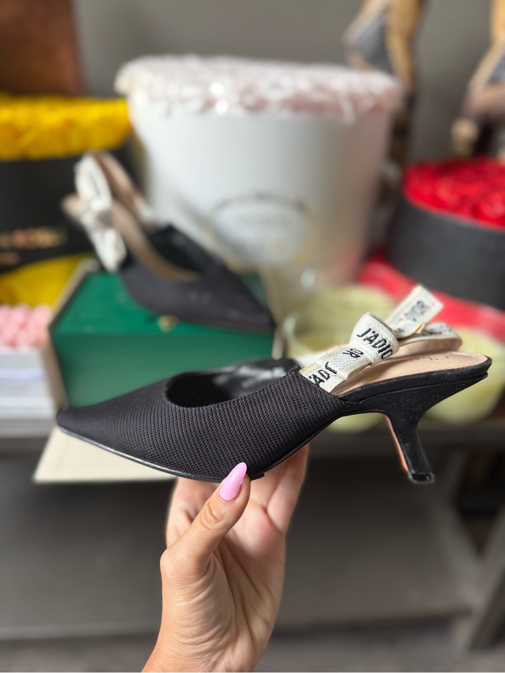 DIOR Black Pointed Slingback Heels J’adior kitten heel size 36 / 6 - Picture 7 of 13